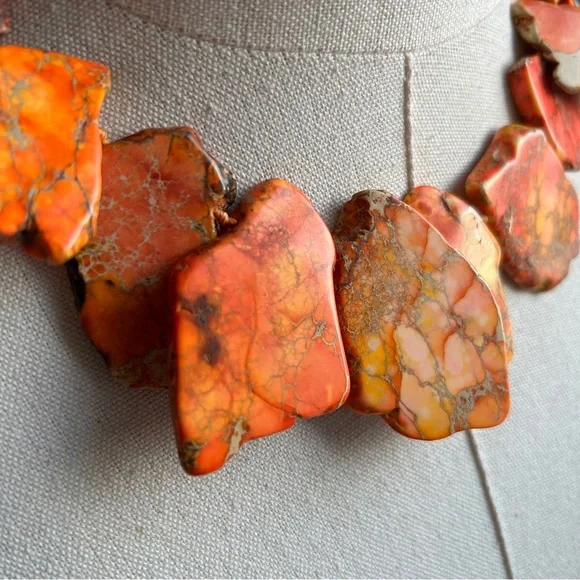 Orange Jasper & Sterling Necklace - Picture 2 of 7